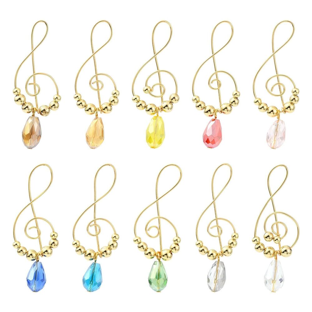 7498 20 Pcs 10 Colors Musical Note Charms Handmade Copper Wire Glass Beaded